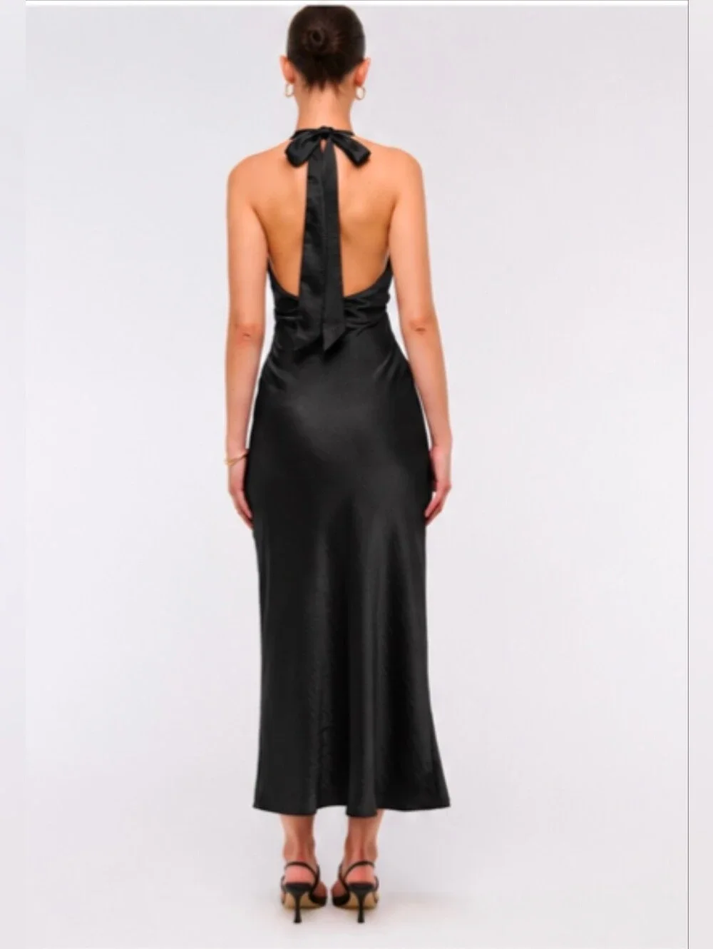 Abercrombie & Fitch Black Halter Maxi Dress Open Back Size M NWT